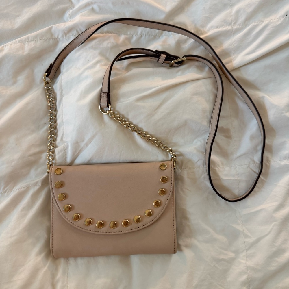 Nine West Pink & Detachable Wallet/Crossbody w/ Gold Hardware